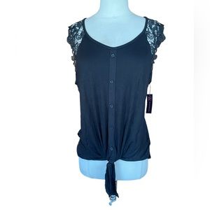 NWT No Boundaries Crochet Raglan Top